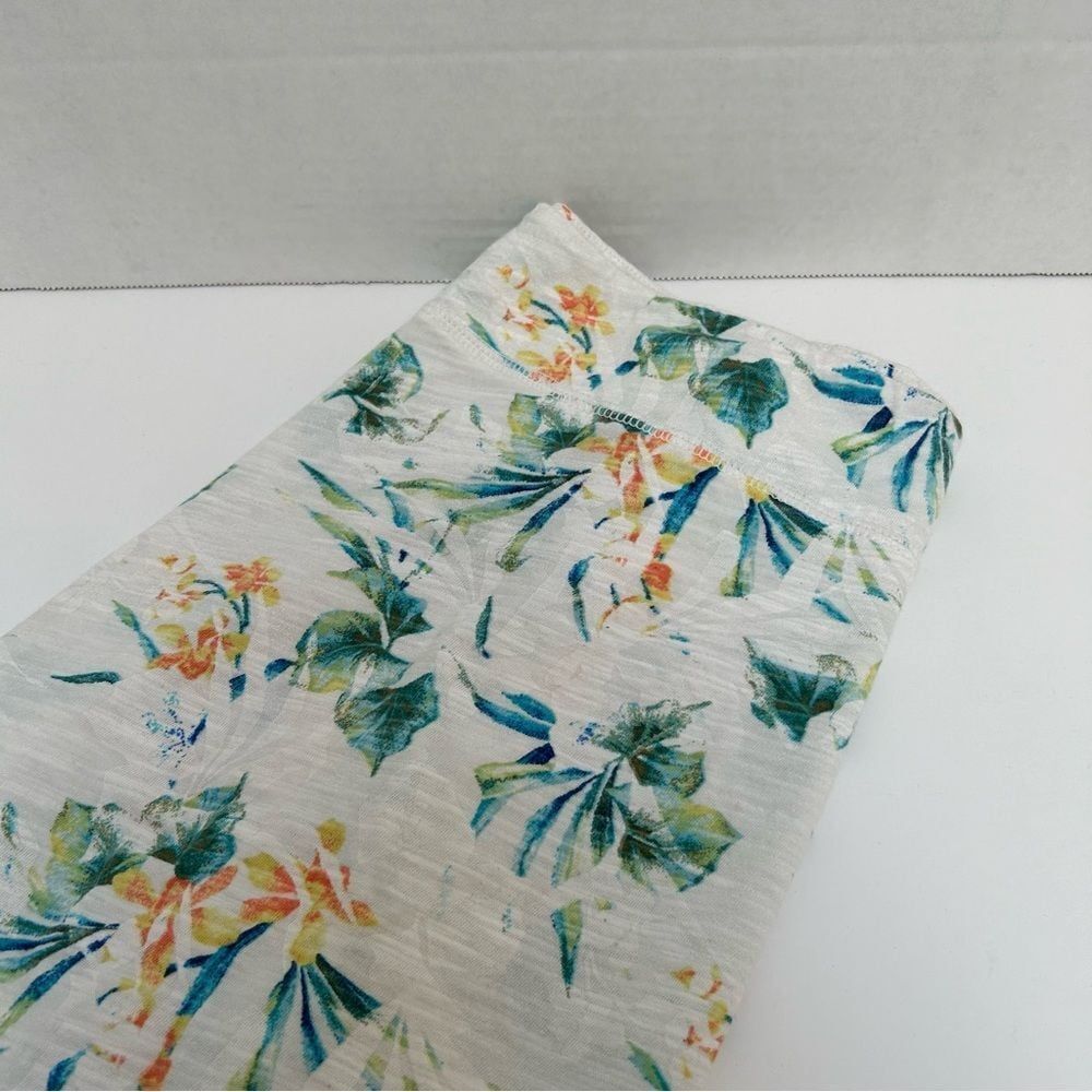 Fresh Produce White Floral Botanical‎ Cotton Skirt size Medium Made in USA